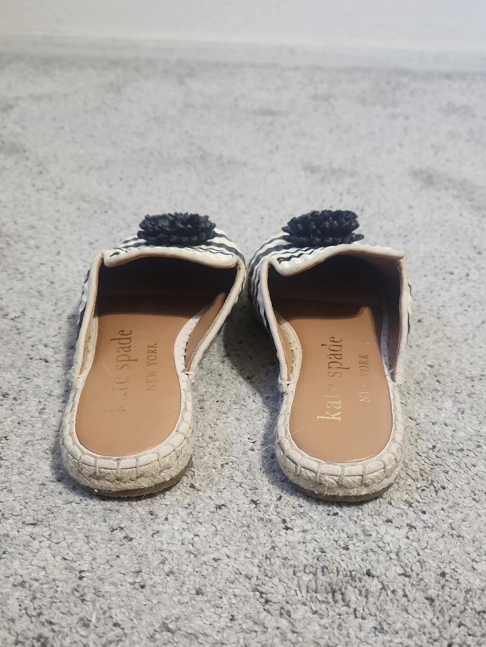 Kate Spade Solero Espadrille Size 7B Black/Cream Striped